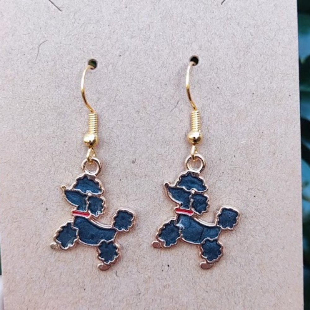 Black Poodle Earrings